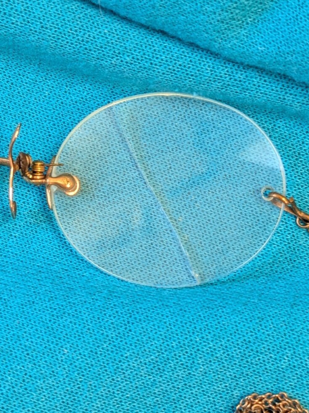 1900s Victorian Gold Filled Pince-Nez Rimless Glasses Chain Clip and Case - Picture 6 of 12
